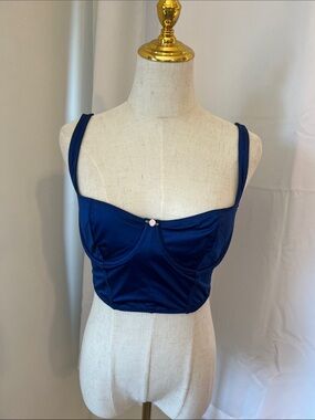 Skims Navy Blue Bustier Crop Top - Women's Intimates